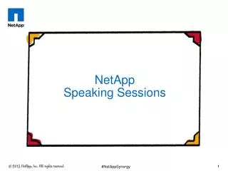 NetApp Speaking Sessions