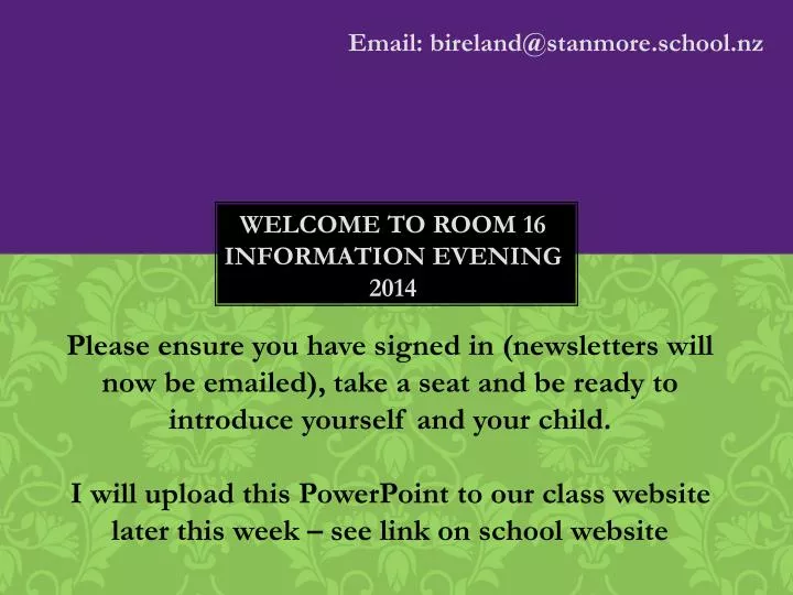welcome to room 16 information evening 2014
