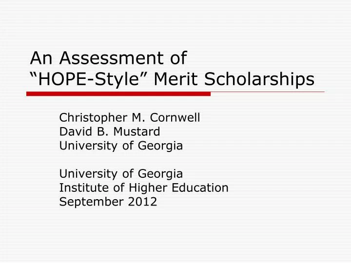 an assessment of hope style merit scholarships