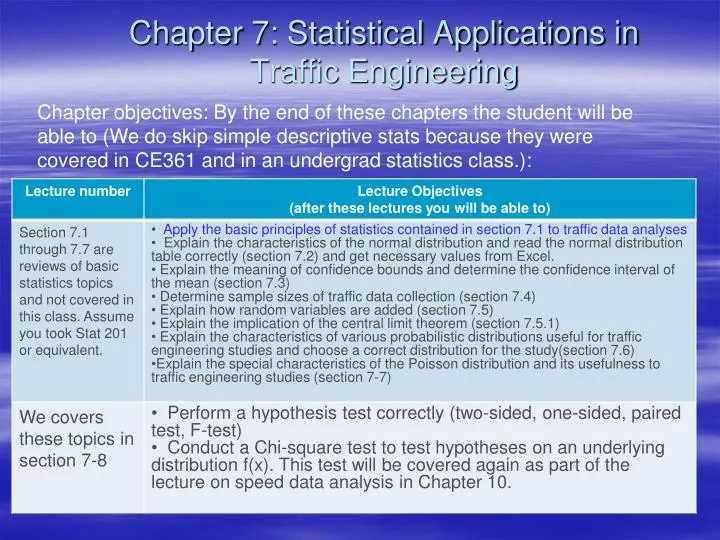 chapter 7 statistical applications in traffic engineering