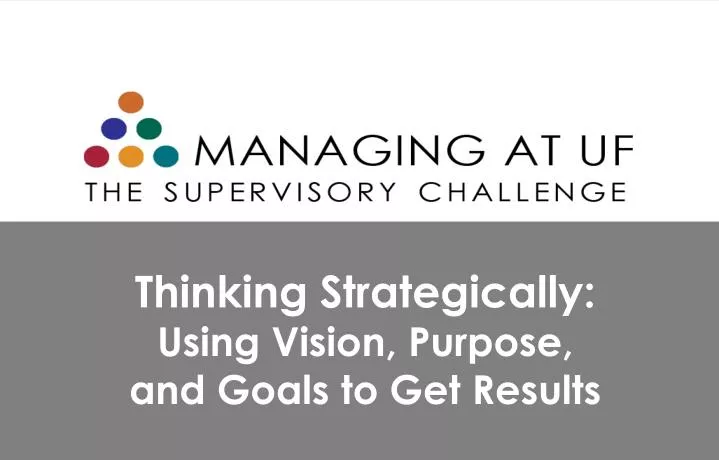 thinking strategically using vision purpose and goals to get results