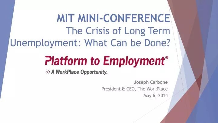 mit mini conference the crisis of long term unemployment what can be done