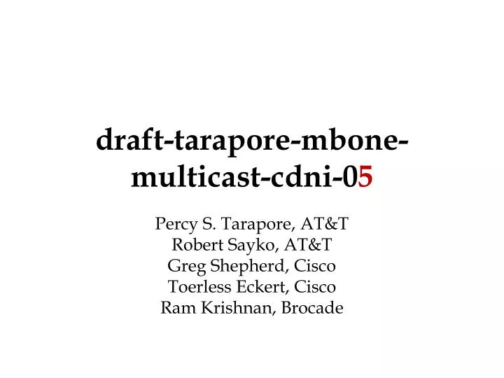 draft tarapore mbone multicast cdni 0 5