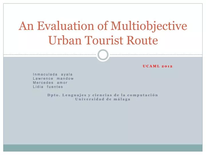 an evaluation of multiobjective urban tourist route