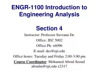 ENGR-1100 Introduction to Engineering Analysis Section 4