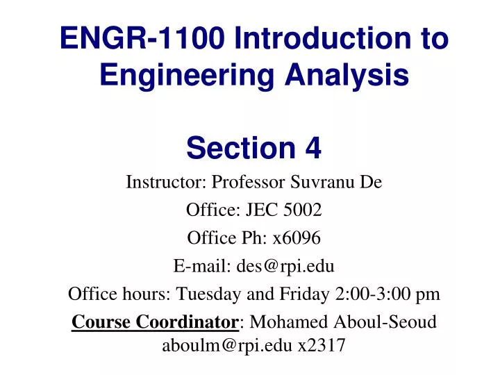 engr 1100 introduction to engineering analysis section 4