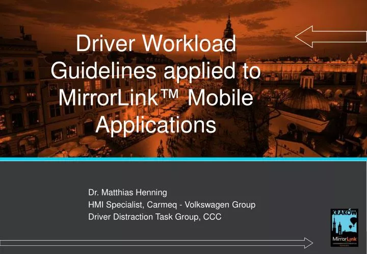 driver workload guidelines applied to mirrorlink mobile applications