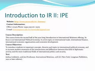 Introduction to IR II: IPE