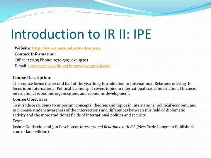 introduction to ir ii ipe