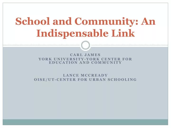 school and community an indispensable link