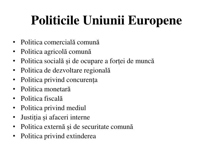 politicile uniunii europene