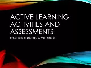 Active Learning activities and assessments
