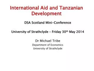 International Aid and Tanzanian Development
