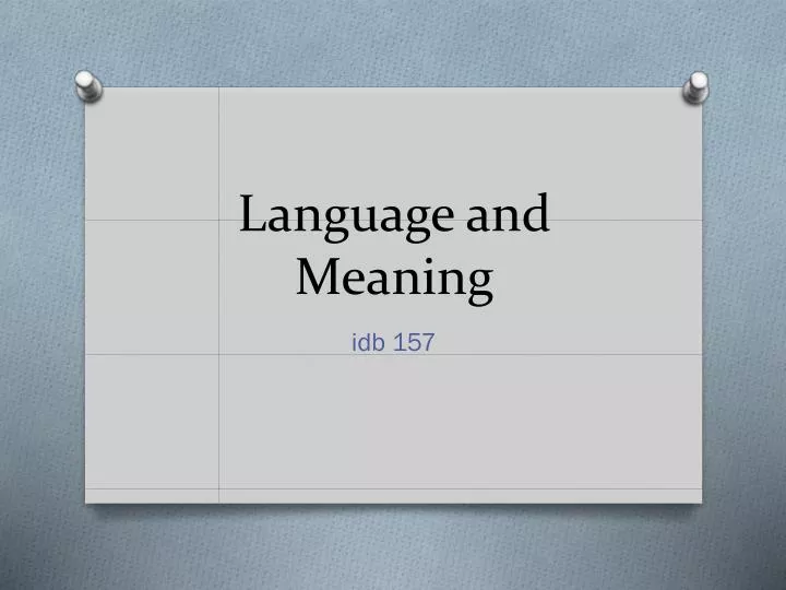 language and meaning