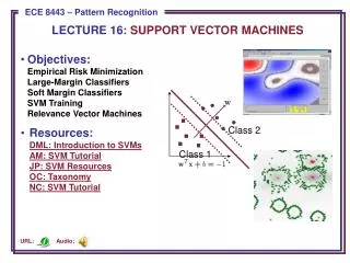 LECTURE 16: SUPPORT VECTOR MACHINES
