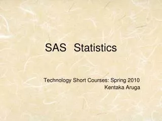 SAS Statistics