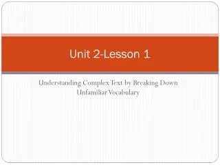 Unit 2-Lesson 1