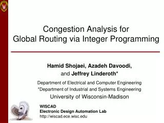 Congestion Analysis for Global Routing via Integer Programming