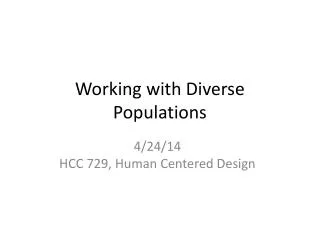 Working with Diverse Populations
