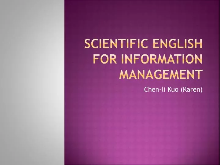 scientific english for information management