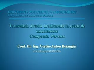 transmisia datelor multimedia in retele de calculatoare compresia wavelet