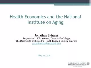 Health Economics and the National Institute on Aging