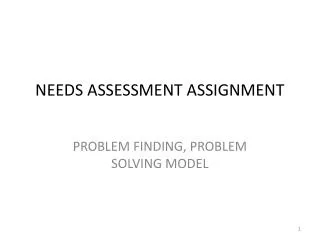 NEEDS ASSESSMENT ASSIGNMENT