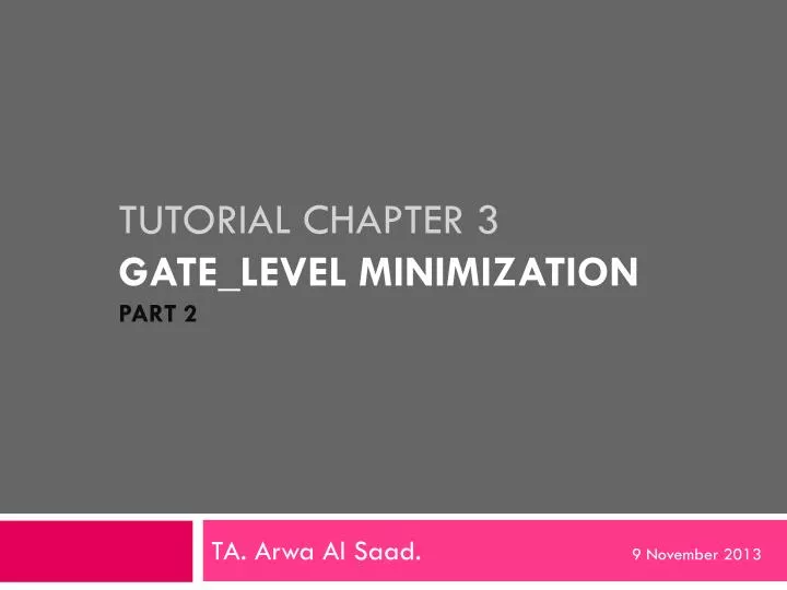 tutorial chapter 3 gate level minimization part 2