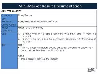 Mini-Market Result Documentation