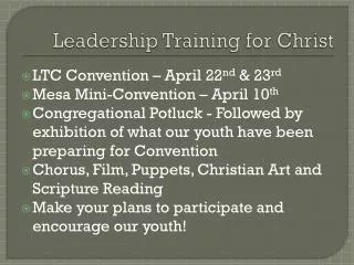 leadership training for christ