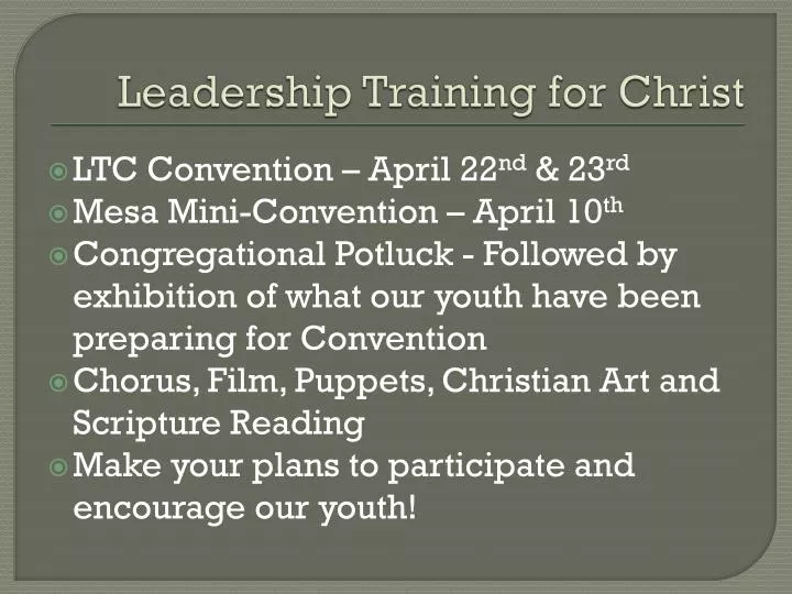 leadership training for christ