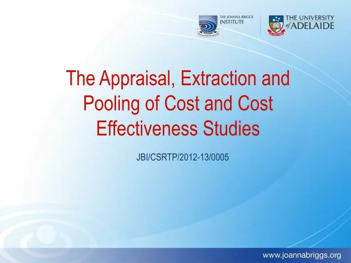the appraisal extraction and pooling of cost and cost effectiveness studies