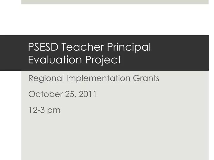 psesd teacher principal evaluation project