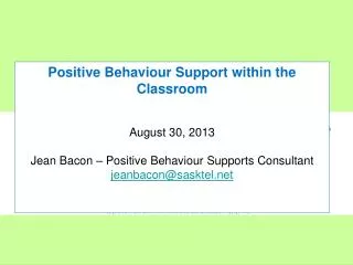 Part 5: Game Changers: Preventing and Responding to Problem Behaviours in the Classroom