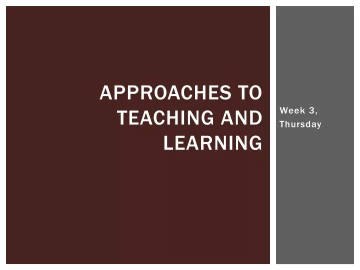 approaches to teaching and learning