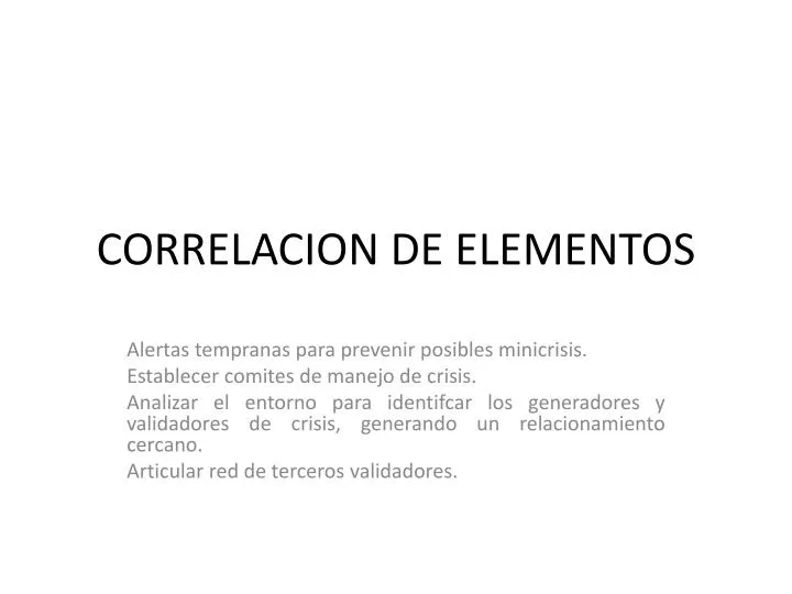 correlacion de elementos