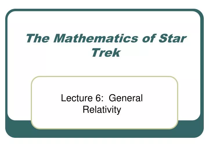 the mathematics of star trek