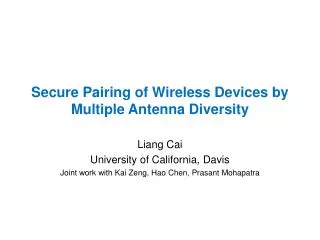 Secure Pairing of Wireless Devices by Multiple Antenna Diversity