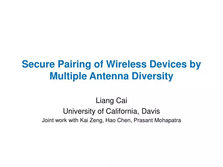secure pairing of wireless devices by multiple antenna diversity