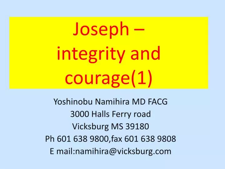 joseph integrity and courage 1