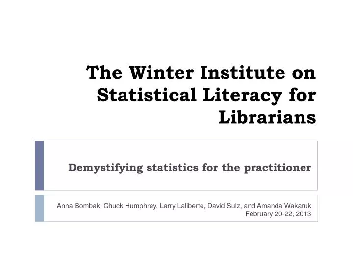 the winter institute on statistical literacy for librarians