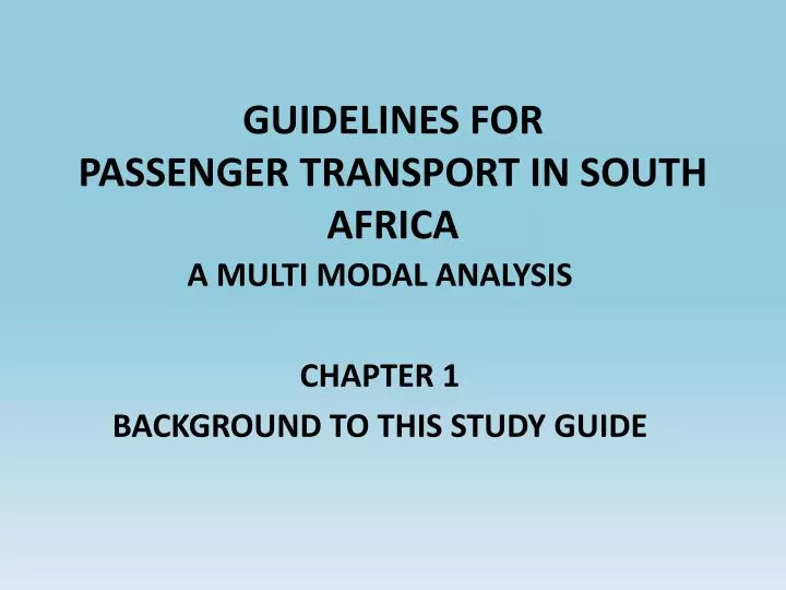 guidelines for passenger transport in south africa