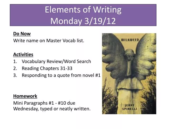 elements of writing monday 3 19 12