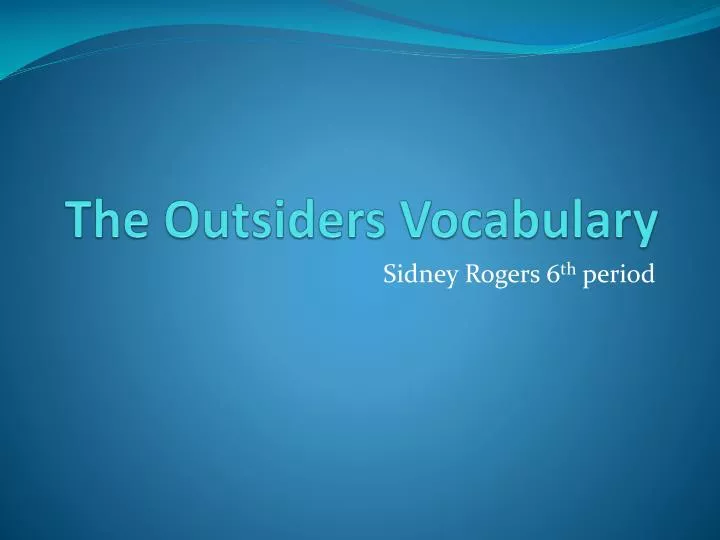 the outsiders vocabulary