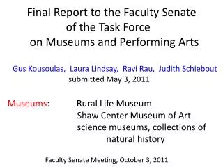 Final Report to the Faculty Senate of the Task Force