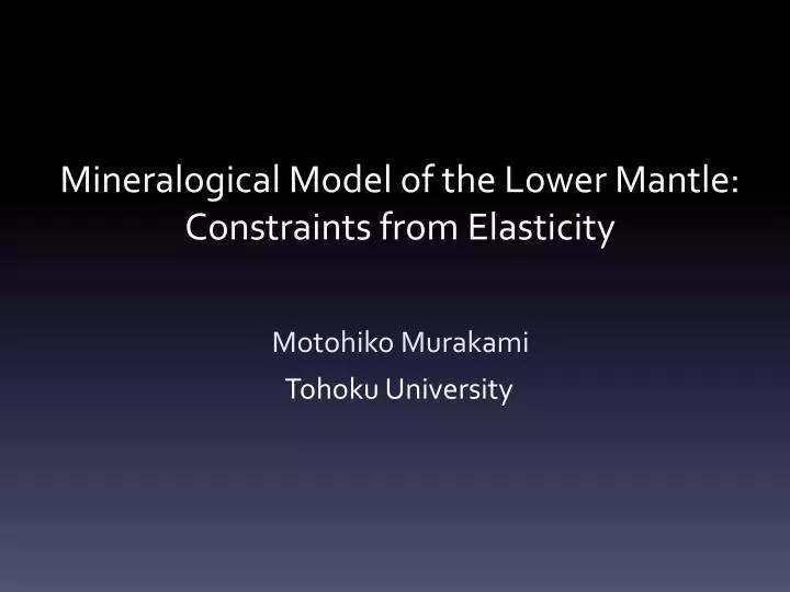 mineralogical model of the lower mantle constraints from elasticity