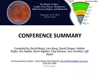 CONFERENCE SUMMARY