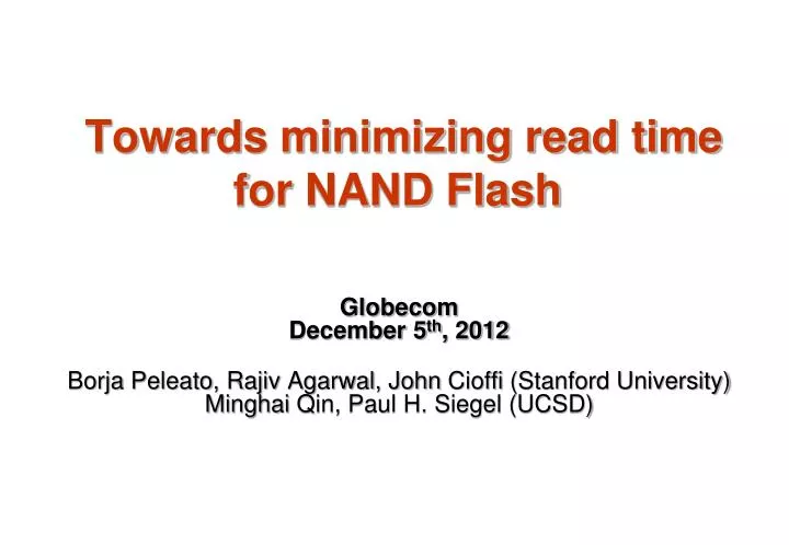 towards minimizing read time for nand flash