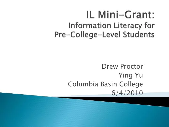 il mini g rant information literacy for pre college level students