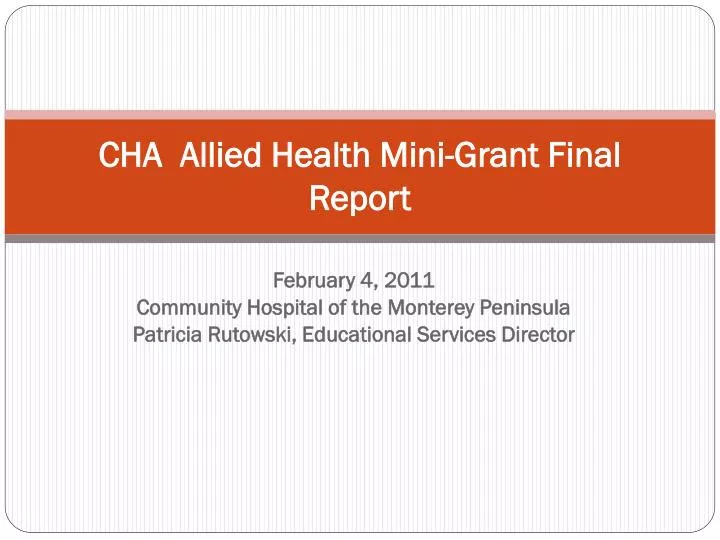 cha allied health mini grant final report